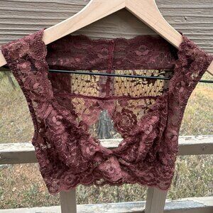 Vintage Intimately by Free People Lace Bralette/Brami Chocolate Brown